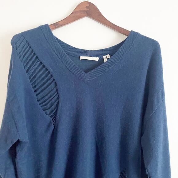 HELMUT LANG Oversized Distressed Wool Sweater Blue XS - Picture 5 of 11